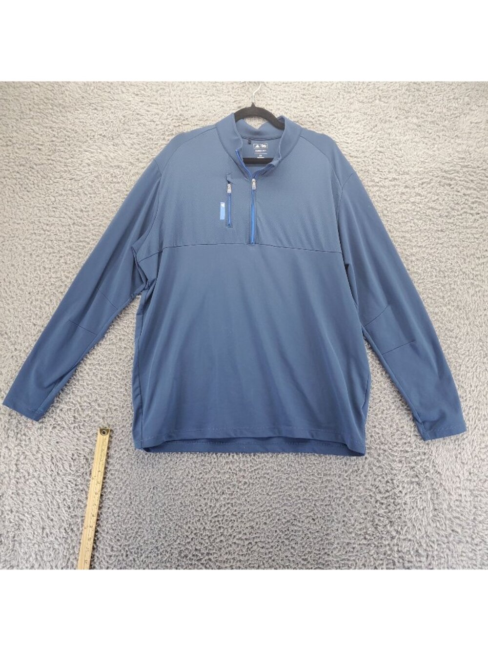 Adidas Top Mens 2XL Blue Climalite Pullover Long Sleeve Lightweight Zip Pockets